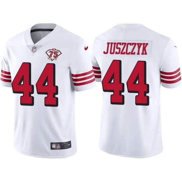 Men San Francisco 49ers 44 Kyle Juszczyk White Nike 75th Anniversary Throwback Limited NFL Jersey
